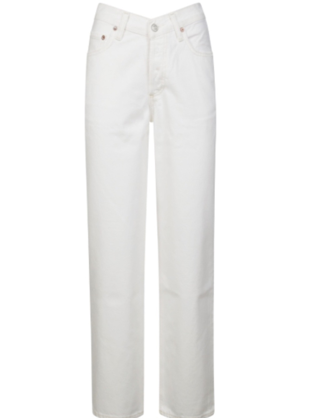 AGOLDE V WAIST BAGGY WHITE JEANS IN MILKSHAKE